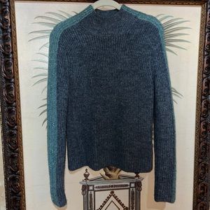 Abercrombie & Fitch Womens Mock Neck Sweater Gray Ribbed Striped Size X-Small